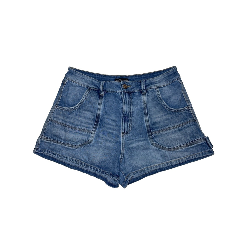 Sincerely Jules Women's Blue Denim Shorts Multi Pockets 13/31